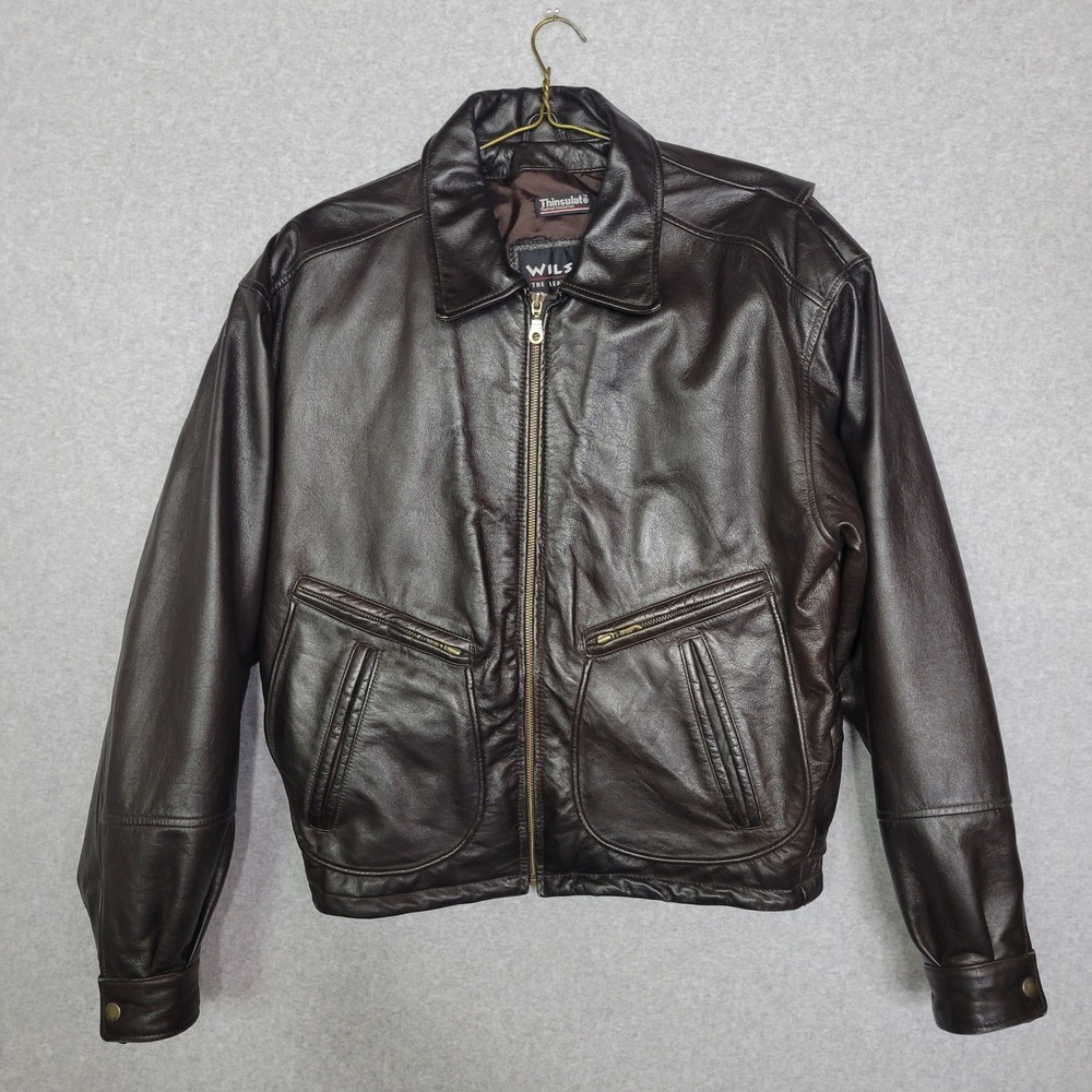 Wilsons Leather Bomber Jacket Mens Small Brown Thinsulate Insulated Flight Coat
